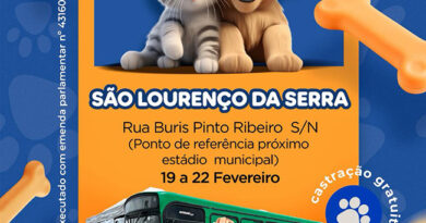 São Lourenço da Serra terá castração gratuita para cães e gatos em fevereiro