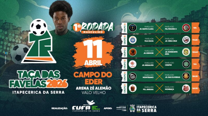 Taça das Favelas 2026: 5ª edição começa no próximo sábado, 11/04