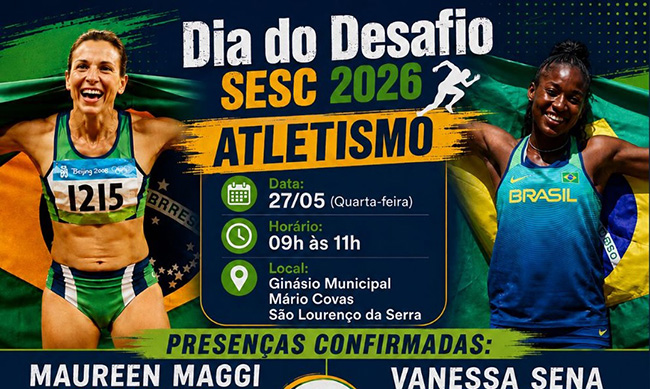 São Lourenço da Serra recebe campeãs do atletismo no Dia do Desafio 2026